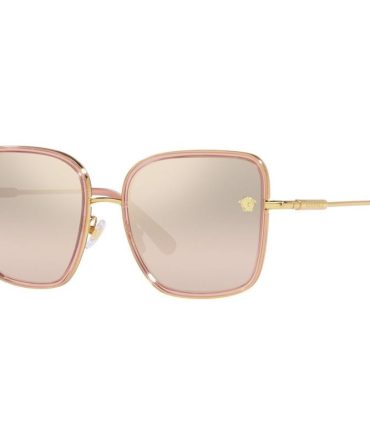Versace VE2247D SunglassesTransparent Pink/Light Brown and Gold Gradient Mirror Lenses