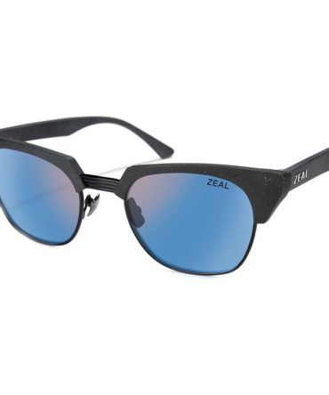 Zeal Optics Highline SunglassesBlack Grain and Matte Black/Horizon Blue Mirror Polarised Lenses