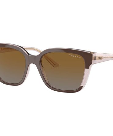 Vogue Eyewear VO5558S SunglassesBrown and Transparent Rose Glitter/Brown Grey Gradient Polarised Lenses