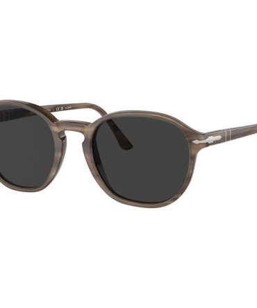 Persol PO3343S SunglassesStriped Brown/Black Grey Polarised Glass Lenses 53 Eye Size
