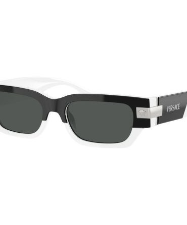 Versace VE4465 SunglassesBlack and White/Dark Grey Lenses