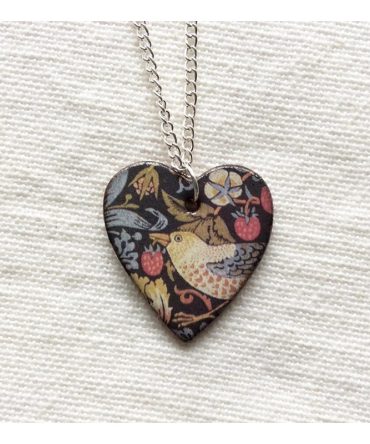 Stockwell Ceramics Pendant {Heart Strawberry Thief}