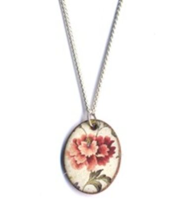 Stockwell Ceramics Pendant {Oval Pink Floral}