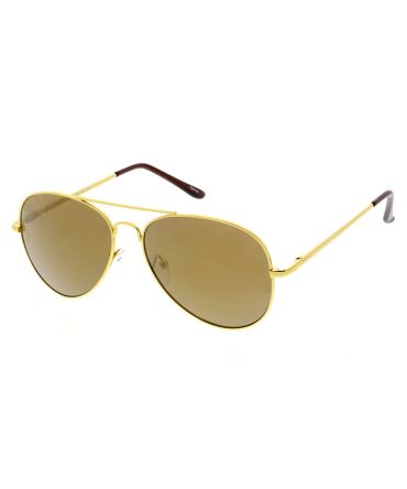 3065MIR/MH Standard Unisex Gold Metal Aviator Spring Temples w/ Gold Mirror Lens