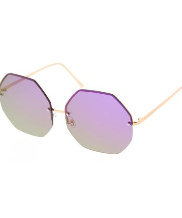 4297REV Women’s Metal Oversize Rimless Octagon Frame w/ Spectrum Color Mirror Lens