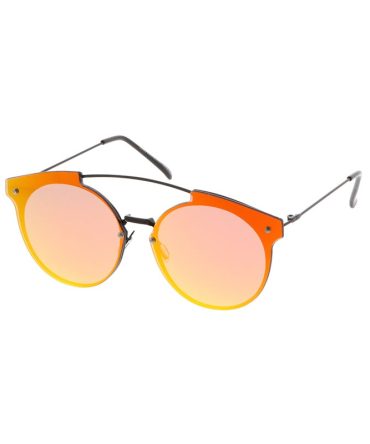 4381REV Women’s Metal Round Rimless Flat Frame w/ Spectrum Color Mirror Lens