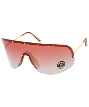 4686 Women’s Oversized Metal Studded Rimless Shield