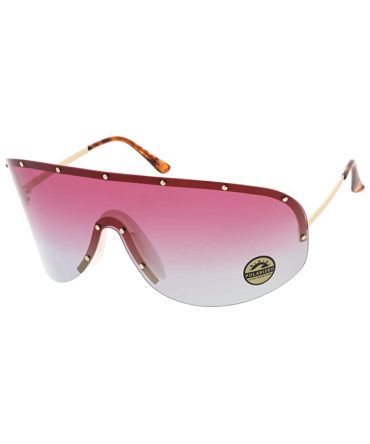 4688COL Women’s Oversized Metal Studded Rimless Shield w/ Two Tone Lens