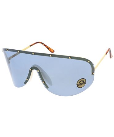 4689COL Women’s Oversized Metal Studded Rimless Shield w/ Color Lens