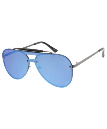 4767RV Unisex Metal Large Aviator Shield w/ Color Mirror Lens