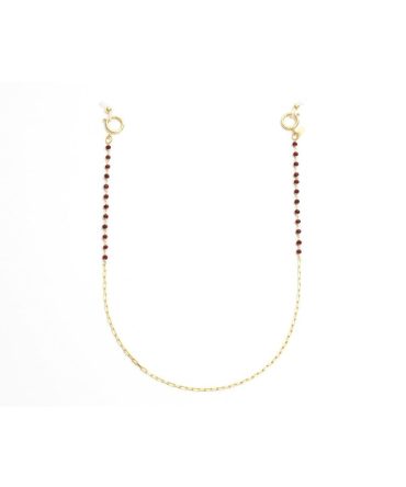 Classic Gold Glasses Chain with Red Gems