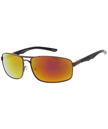 3641ME/RV Men’s Metal Medium Rectangular Double Bridge Frame w/ Color Mirror Lens