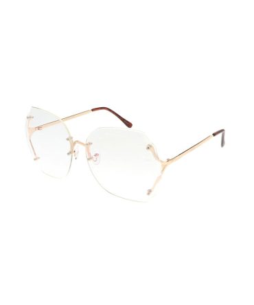 4597CLR Women’s Metal Oversized Vintage Inspired Rimless Computer Glasses Blue Light Filtering Clear Lens