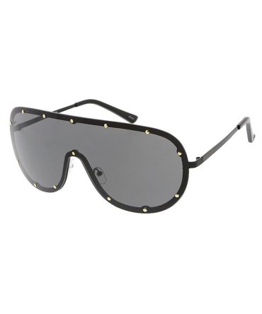 4723 Unisex Metal Large Rimless Studded Shield