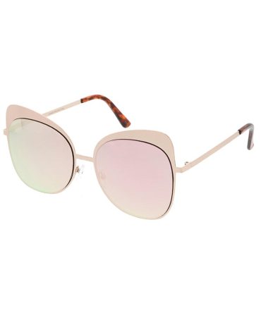 4812RV Women’s Metal Large Flat Frame Cat Eye w/ Color Mirror Lens