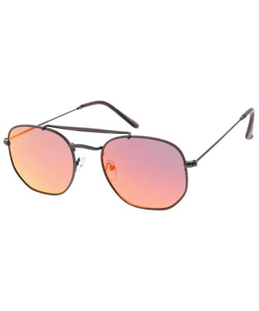4885REV Unisex Metal Medium Rounded Square Classic Hipster Frame w/ Spectrum Color Mirror Lens