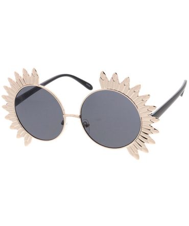4907 Women’s Metal Large Round Feathered Accent Frame