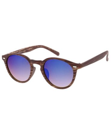 6100RV Unisex Plastic Small Vintage Inspired Hipster Woodgrain Print Frame w/ Color Mirror Lens