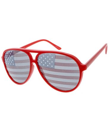 6270USA Unisex Plastic Large Aviator Frame w/ USA American Flag Novelty Lens Print