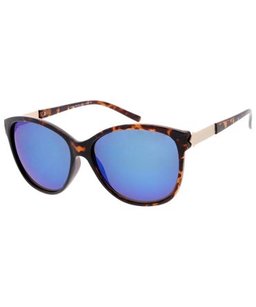 6646RV Women’s Plastic Medium Designer Inspired Frame w/ Metal Accents and Color Mirror Lens