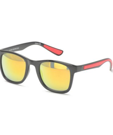 6835RV Men’s Plastic Casual Classic Frame w/ Non-Slip Rubber Inserts and Color Mirror Lens