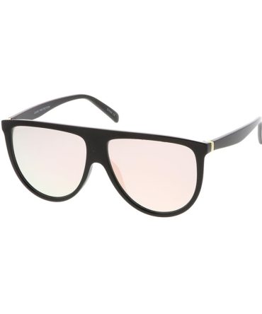 7281RV Women’s Plastic Large Flat Top Designer Frame w/ Color Mirror Lens