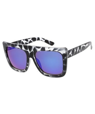 7419RV Women’s Plastic Oversized Thick Square Flat Top Frame w/ Color Mirror Lens