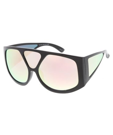 7450RV Unisex Plastic Oversized Square Tri Lens Frame w/ Color Mirror Lens