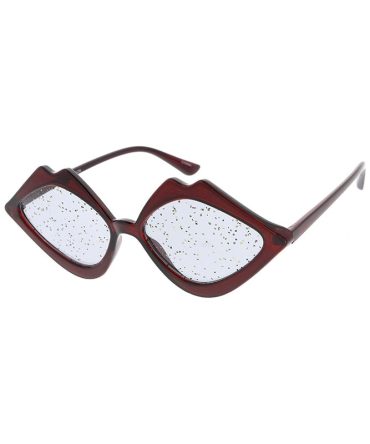 7618GLT Women’s Plastic Medium Crystal Color Lips Frame w/ Glitter Lens