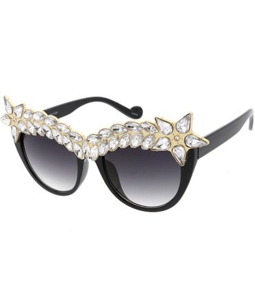 7636RH Women’s Plastic Large Cat Eye Rhinestone Crown Frame