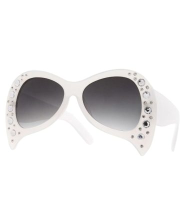 7648RH Women’s Plastic Large Fang Designer Frame w/ Rhinestones