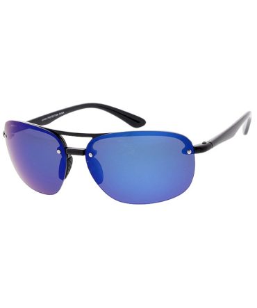 7723ME/RV Men’s Plastic Casual Medium Rectangular Double Bridge Frame w/ Color Mirror Lens