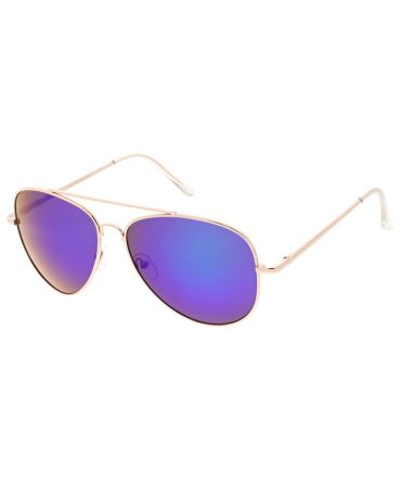 3484GLD/RV Unisex Large Metal Aviator Spring Temples Gold Frame w/ Color Mirror Lens