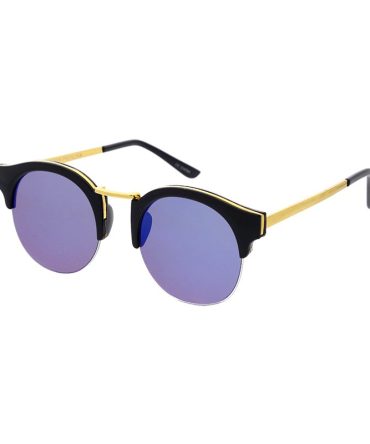 3915RV Unisex Combo Medium Top Brow Round Hipster Frame w/ Color Mirror Lens