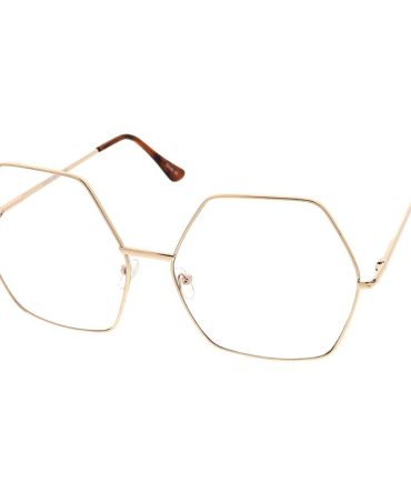 4548CLR Women’s Metal Oversized Hexagonal Wire Frame w/ Clear Lens
