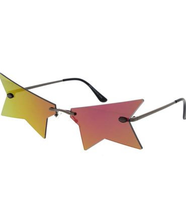4977RV Unisex Metal Large Rimless Cut Off Star Novelty Frame w/ Color Mirror Lens