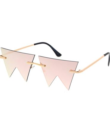 4984RV Unisex Metal Small Zig Zag Rimless Novelty Frame w/ Color Mirror Lens