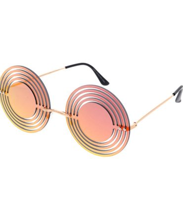 4998RV Unisex Metal Medium Round Cut Out Rimless Novelty Frame w/ Color Mirror Lens