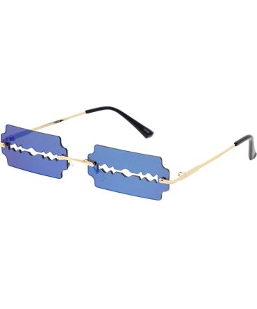 5007RV Unisex Metal Small Rimless Razor Blade Novelty Frame w/ Color Mirror Lens