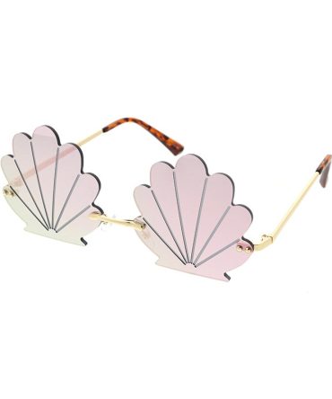 5009RV Women’s Metal Medium Rimless Seashell Novelty Frame w/ Color Mirror Lens