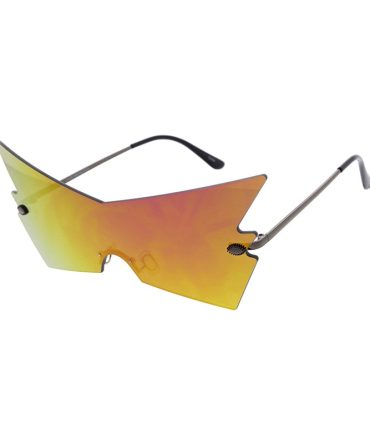 5012RV Unisex Metal Large Angled Rimless Novelty Frame w/ Color Mirror Lens