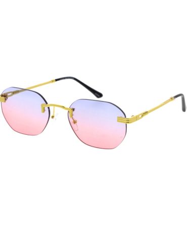 5056COL Unisex Metal Small Rounded Rectangular ’90s Vintage Inspired Rimless Frame w/ Two Tone Lens