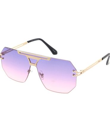 5088COL Unisex Metal Large Rimless Geometric Frame w/ Two Tone Lens