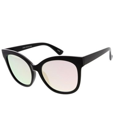 6861REV Women’s Plastic Large Cat Eye w/ Spectrum Color Mirror Lens