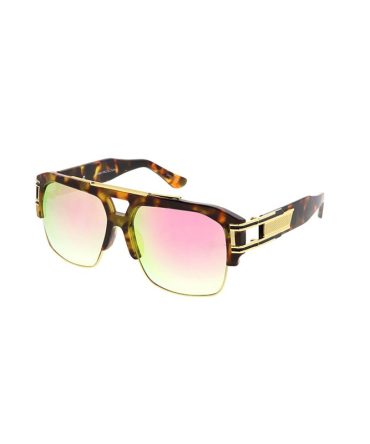7145RV Unisex Plastic Large Thick Half Frame w/ Metal Accents and Color Mirror Lens