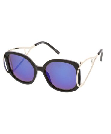 7148RV Women’s Plastic Large Rounded Square Frame w/ Looped Temples and Color Mirror Lens