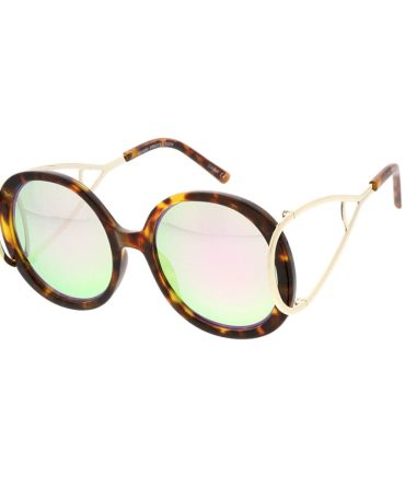 7150RV Women’s Plastic Large Round Frame w/ Looped Temple and Color Mirror Lens