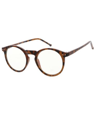 7718BLF/CLR Unisex Plastic Small Round Vintage Inspired Vintage Blue Light Filtering Clear Lens Computer Glasses
