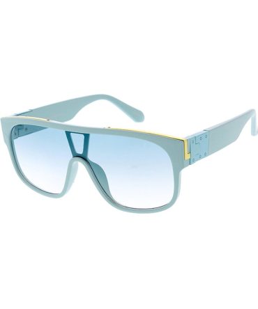7895COL Unisex Plastic Large Flat Top Shield Color Frame w/ Metal Accents and Color Lens