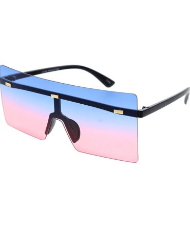 80090 Unisex Plastic Large Rectangular Futuristic Rimless Shield Frame